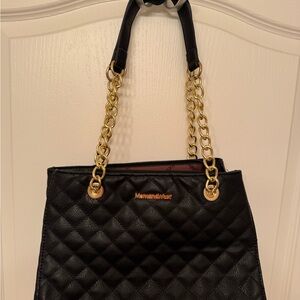 Montana West Black and Gold Quilted Shoulder Bag